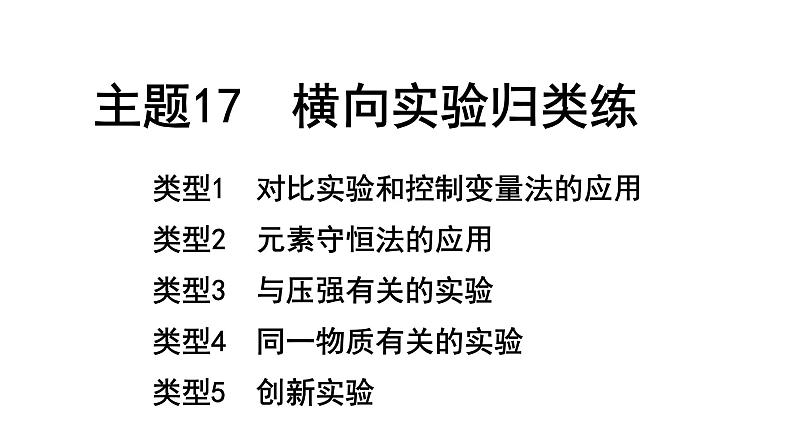 2024宁夏中考化学二轮重点专题突破 主题17 横向实验归类练（课件）第1页