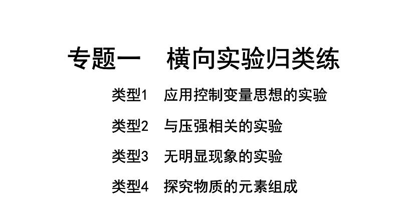 2024山东中考化学二轮中考考点研究 专题一 横向实验归类练 （课件）第1页