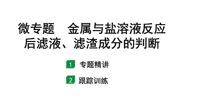 2024山东中考化学二轮专题复习 微专题 金属与盐溶液反应后滤液、滤渣成分的判断（课件）第1页