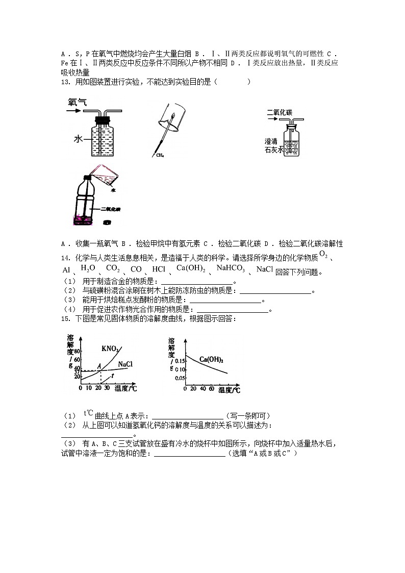 [化学][二模]湖北省十堰市房县2024年中考化学二模试卷03