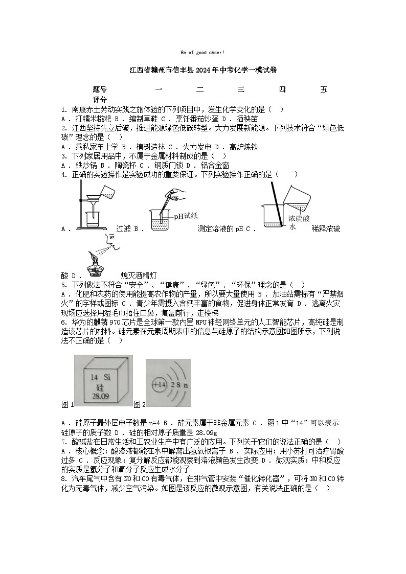 [化学][一模]江西省赣州市信丰县2024年中考化学一模试卷01