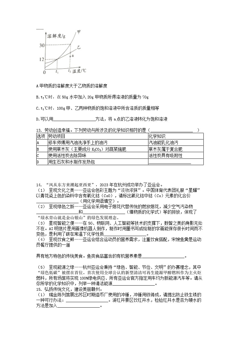 [化学][一模]江西省赣州市信丰县2024年中考化学一模试卷03