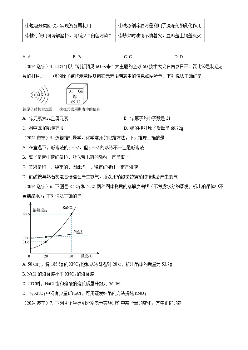 2024年四川省遂宁市中考化学真题（含解析）02