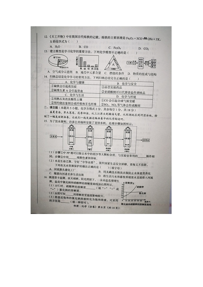 2024年青海省中考化学试题02