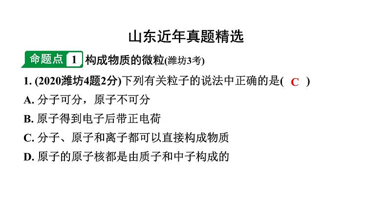 2024山东中考化学一轮复习 中考考点研究 第三单元 物质构成的奥秘（课件）第2页