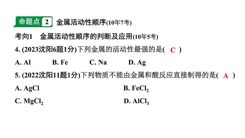 2024沈阳中考化学二轮专题复习 金属的性质和利用（课件）第4页