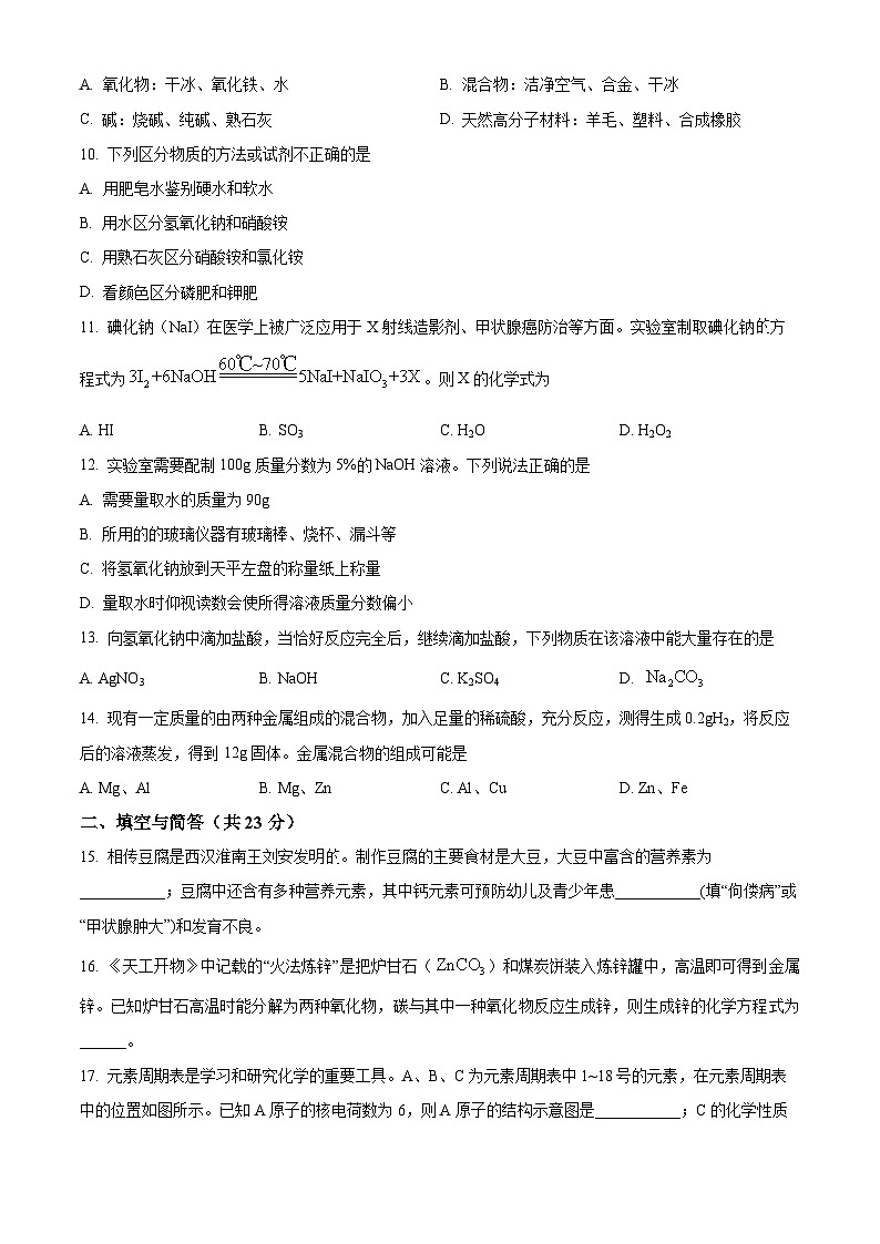2024年河南省开封市龙亭区金明中学中考化学一模试题（原卷版+解析版）02