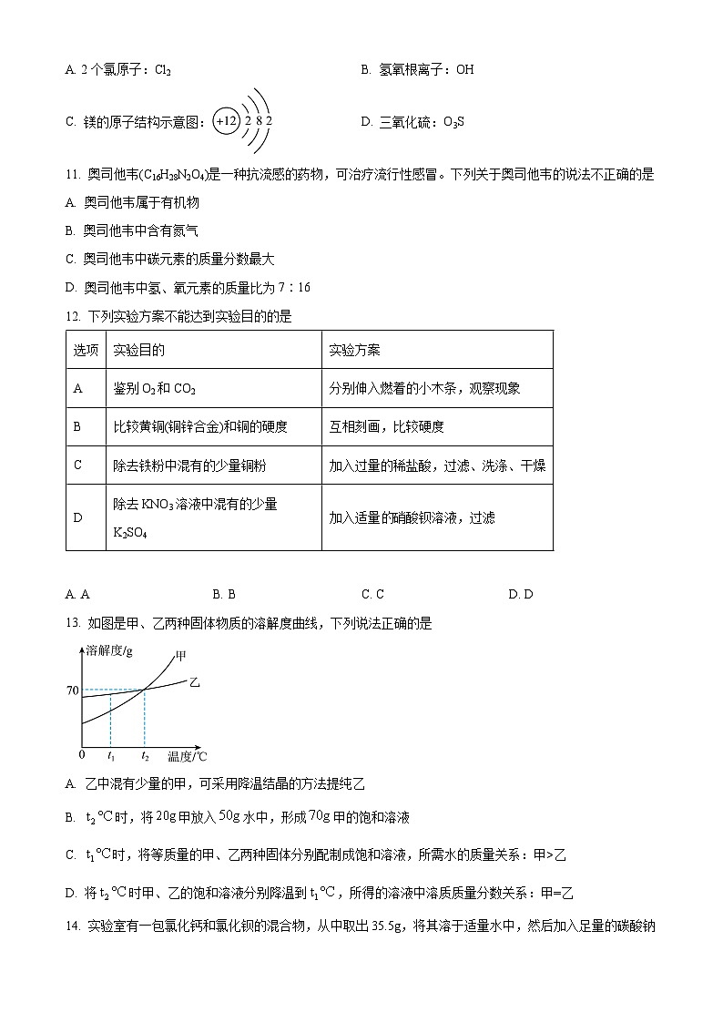 2024年河南省漯河市第三初级中学九年级考前模拟化学试卷（原卷版）第3页
