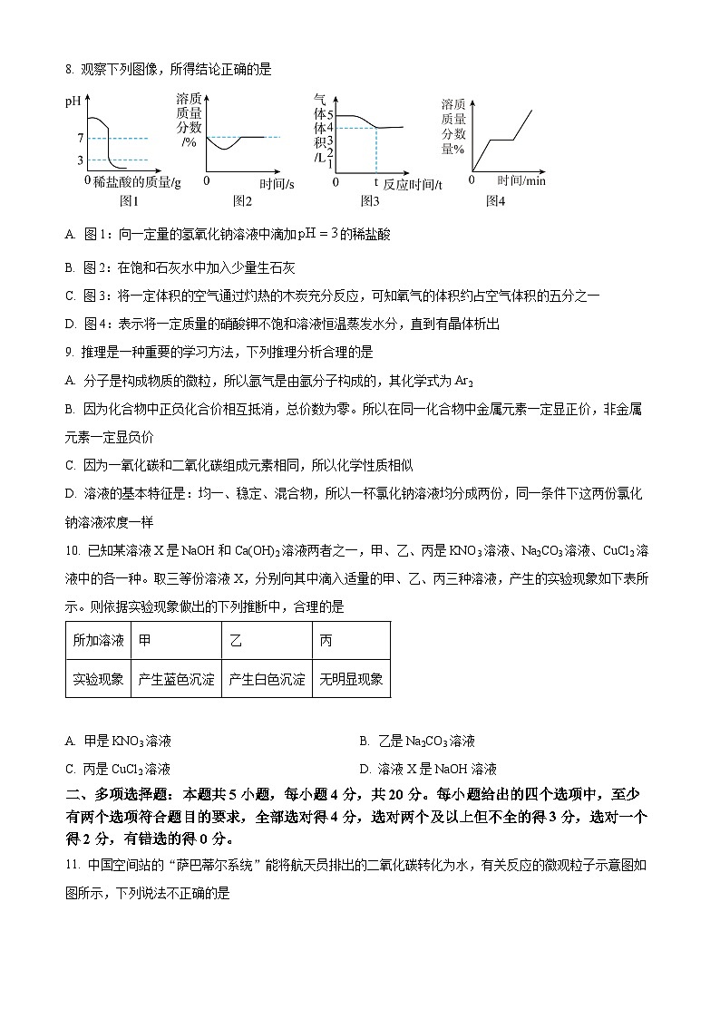2024年山东省济南市市中区泉景中学中考三模化学试题（原卷版+解析版）03