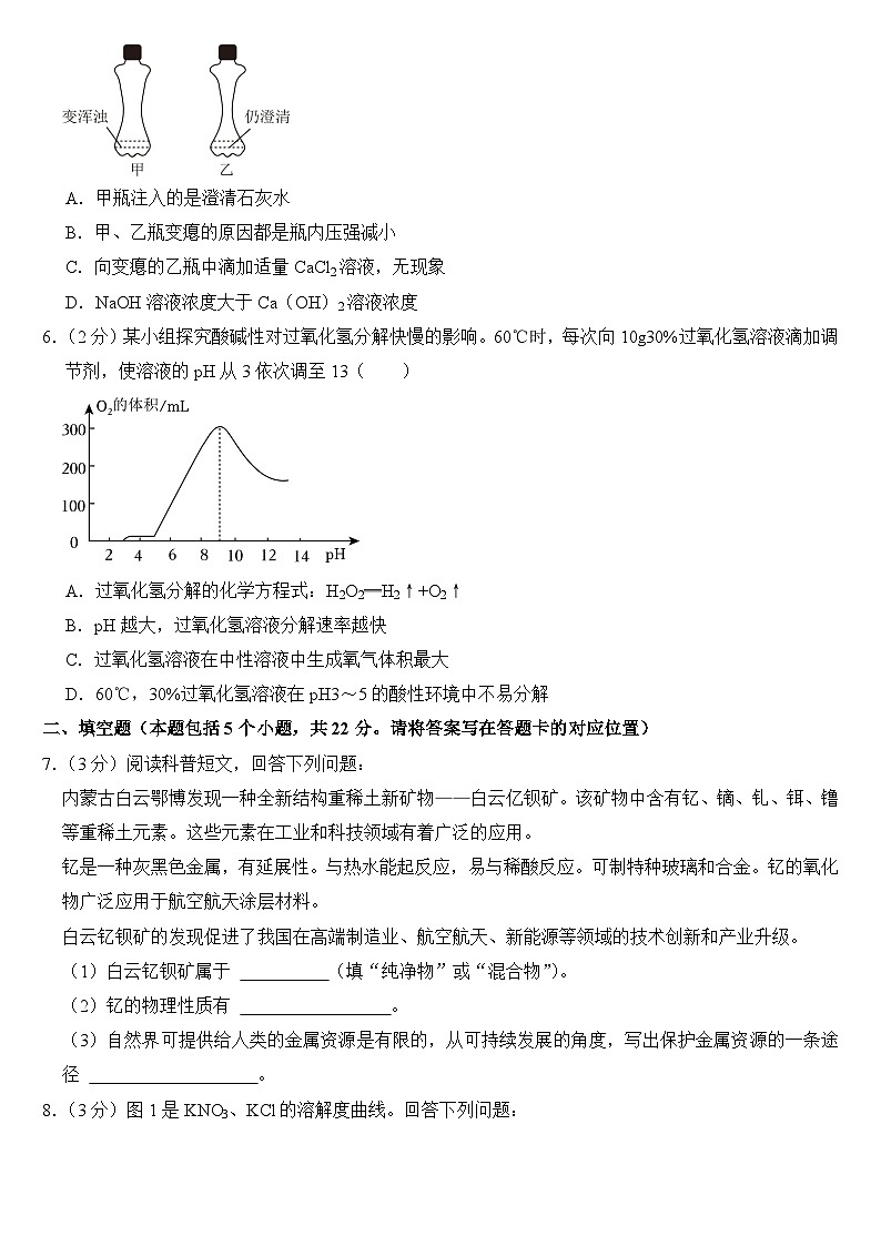 2024年内蒙古包头市中考化学试卷附答案第2页