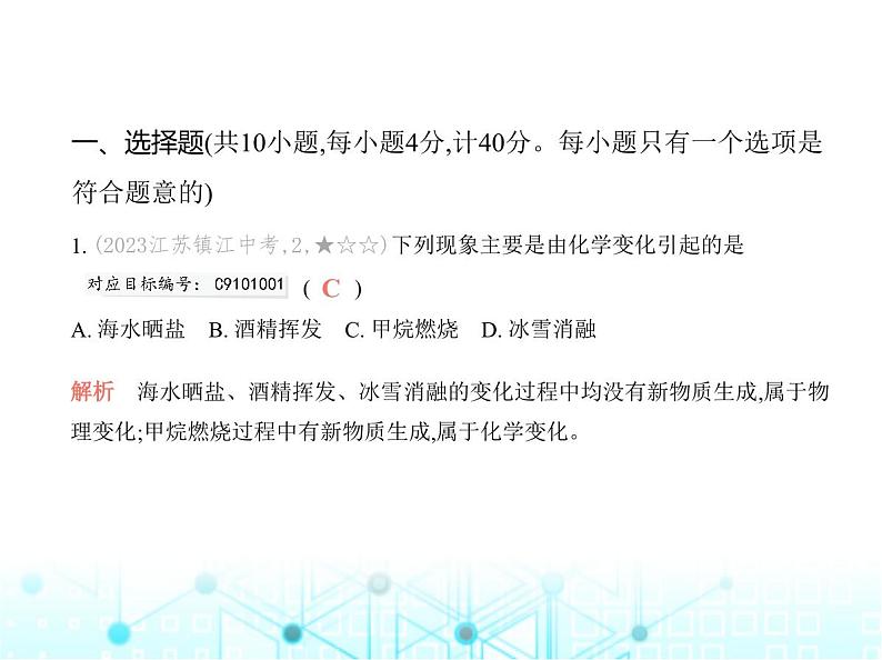 沪教版初中九年级化学上册第1章开启化学之门素养综合测试卷课件第2页