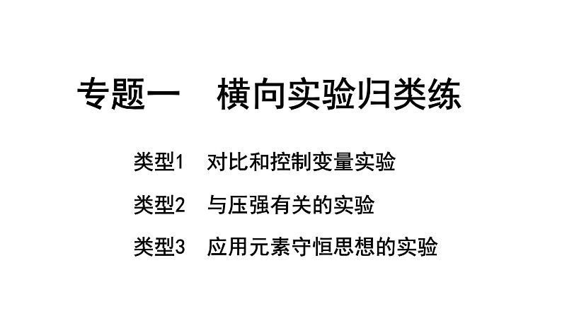 2024四川中考化学二轮复习专题一 横向实验归类练 （课件）第1页