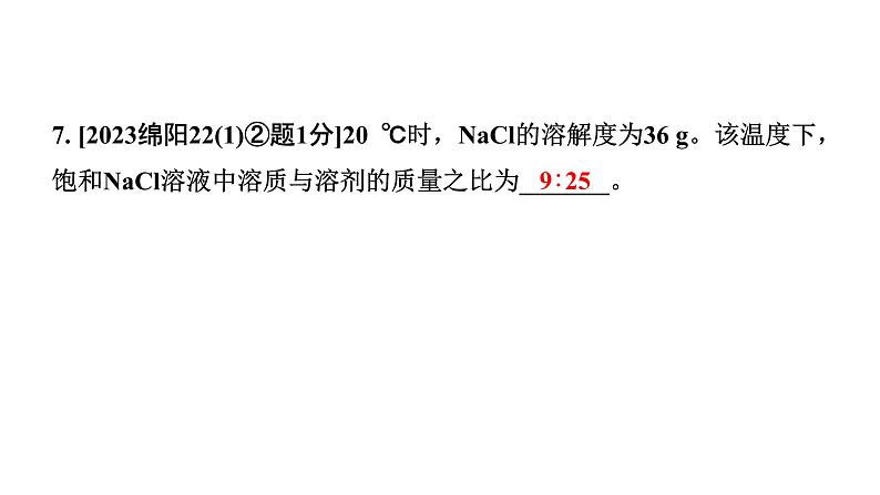 2024四川中考化学一轮复习 第九单元 溶液（课件）07