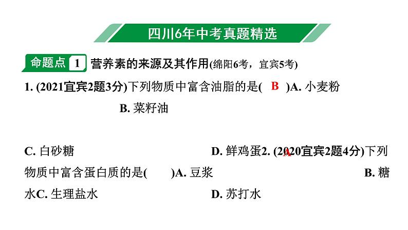 2024四川中考化学一轮复习 第十二单元 化学与生活（课件）02