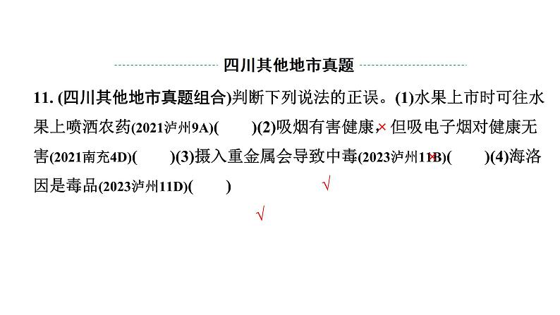 2024四川中考化学一轮复习 第十二单元 化学与生活（课件）08