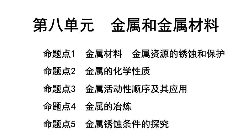 2024长沙中考化学一轮复习 第八单元 金属和金属材料（课件）第1页