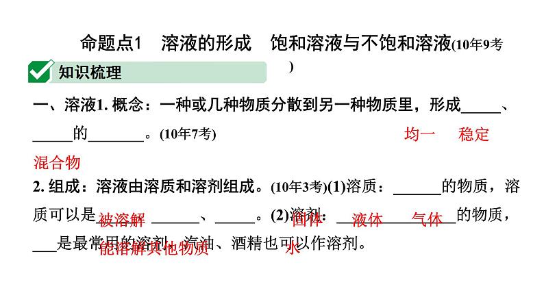 2024长沙中考化学一轮复习 第九单元　溶液（课件）02