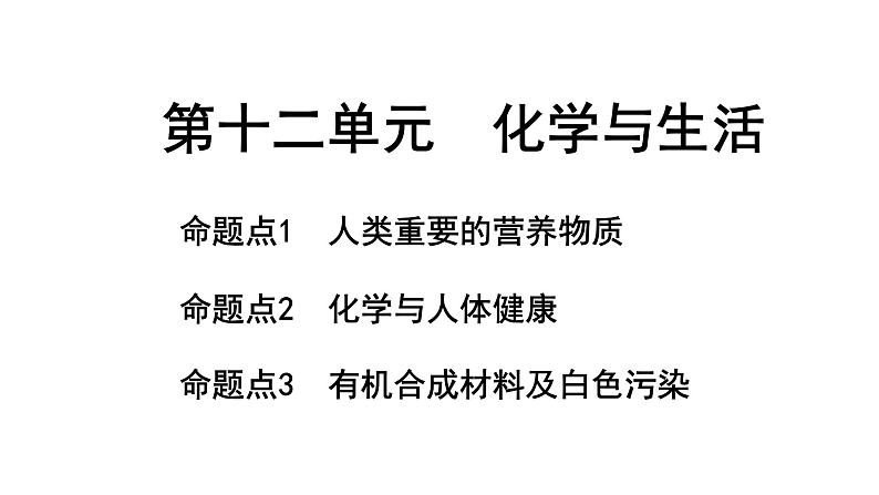 2024长沙中考化学一轮复习 第十二单元 化学与生活（课件）01