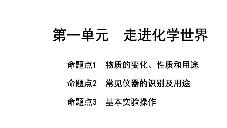 2024长沙中考化学一轮复习 第一单元 走进化学世界 （课件）01