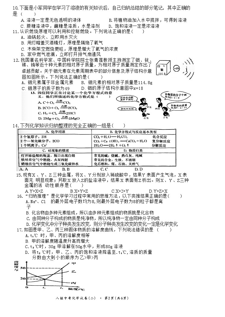 2024年广西中考模拟化学试卷（二）02