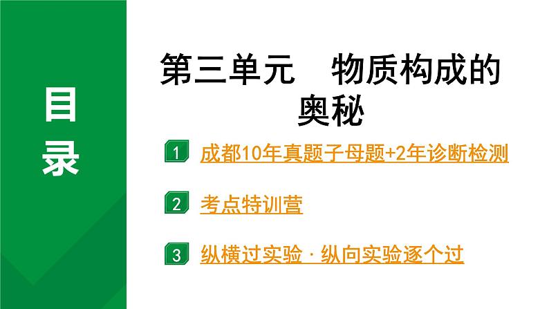 2024中考化学试题研究 第一部分 成都中考考点研究 第三单元 物质构成的奥秘 (课件)第1页