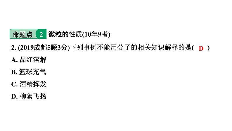 2024中考化学试题研究 第一部分 成都中考考点研究 第三单元 物质构成的奥秘 (课件)第3页