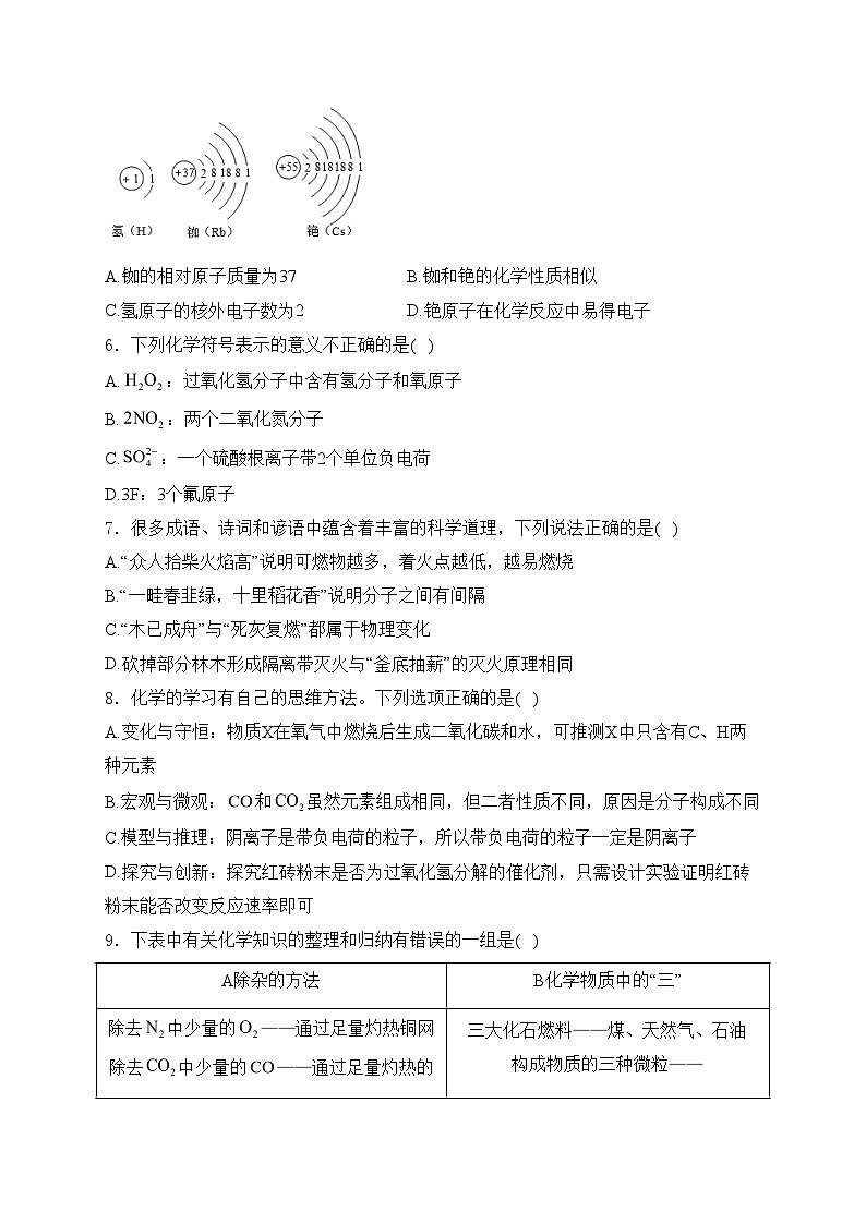 陕西省榆林市府谷县2023届九年级上学期期末考试化学试卷A卷(含答案)第2页