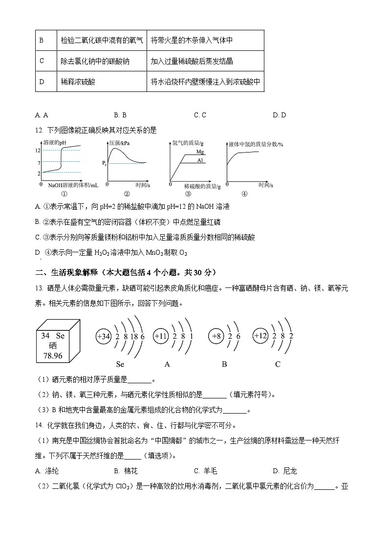 2024年四川省南充市中考化学试卷03