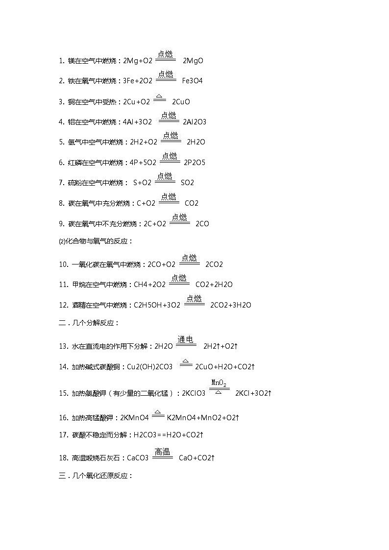 初中化学方程式大全、知识点总结03