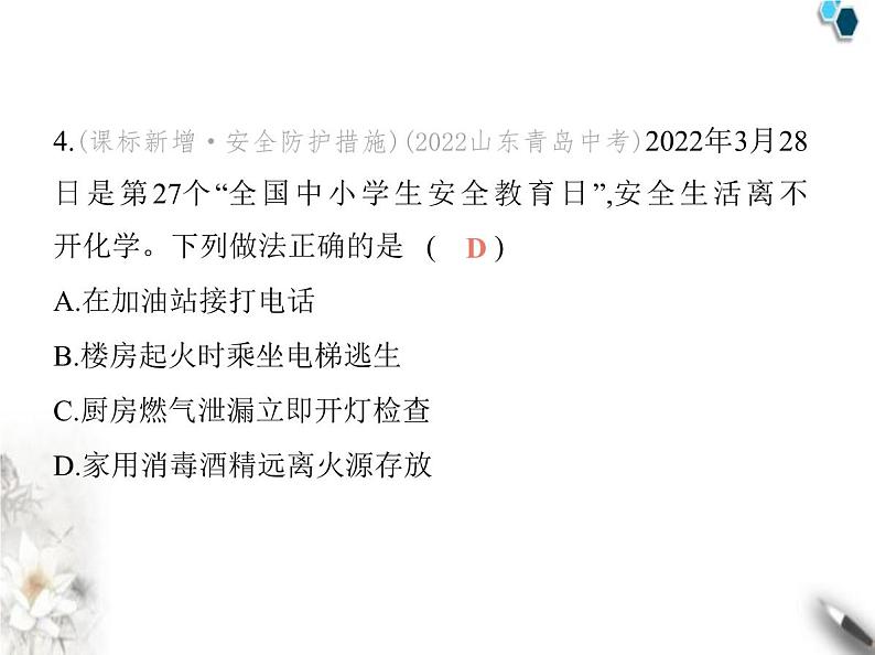 鲁教版初中九年级化学上册第六单元控制燃烧素养综合检测课件第5页