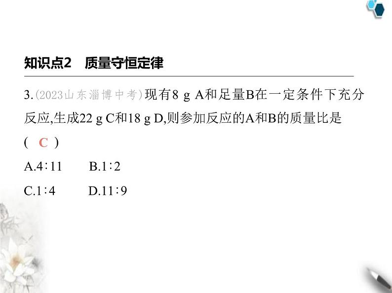 鲁教版初中九年级化学上册第五单元定量研究化学反应第一节化学反应中的质量守恒课件第8页