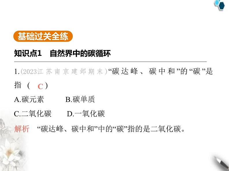 鲁教版初中九年级化学上册第六单元控制燃烧第三节第一课时自然界中的碳循环二氧化碳的性质课件第2页