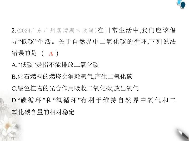 鲁教版初中九年级化学上册第六单元控制燃烧第三节第一课时自然界中的碳循环二氧化碳的性质课件第3页