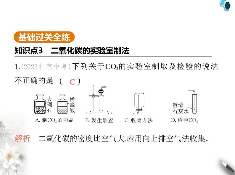 鲁教版初中九年级化学上册第六单元控制燃烧第三节第二课时二氧化碳的实验室制法实现“双碳目标”的路径课件02