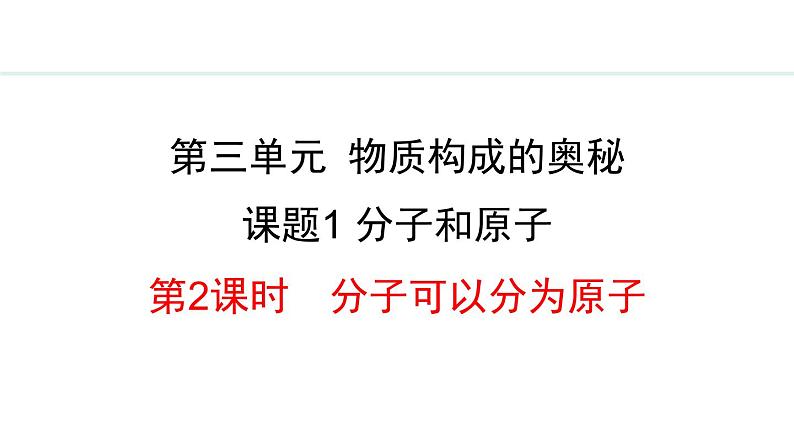 人教版九年级化学上册课件 3.1.2 分子可以分为原子01