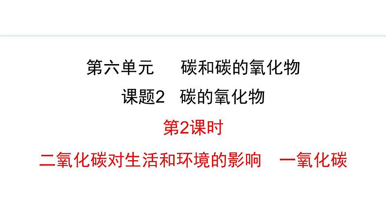 人教版九年级化学上册课件 6.2.2 二氧化碳对生活和环境的影响 一氧化碳01