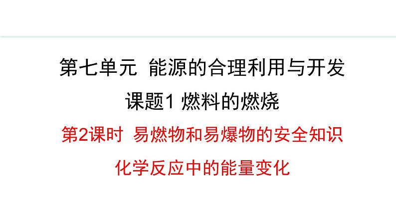 人教版九年级化学上册课件 7.1.2 易燃物和易爆物的安全知识 化学反应中的能量变化01