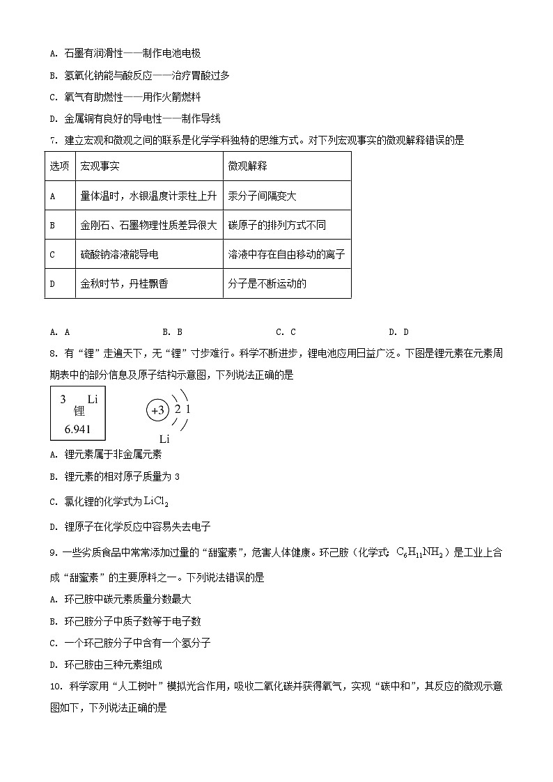 2024年黑龙江七台河中考真题化学试题及答案02