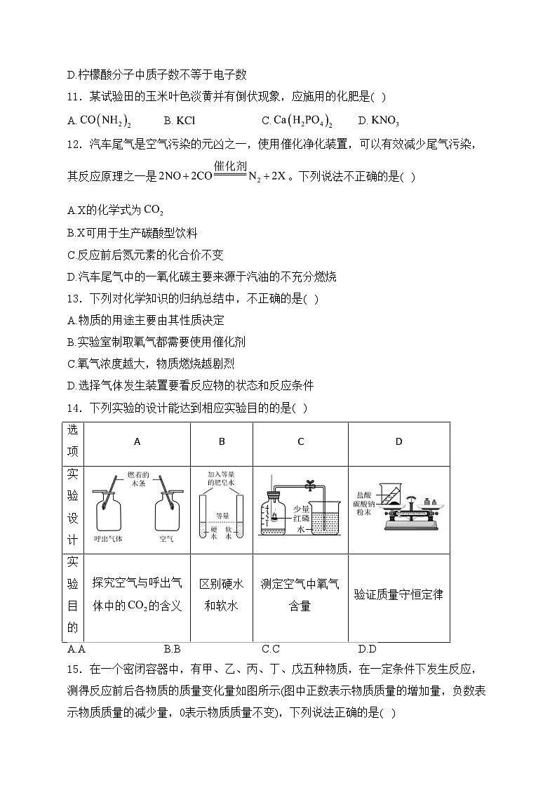 黑龙江省龙东地区部分学校2024届九年级下学期中考三模化学试卷(含答案)第3页