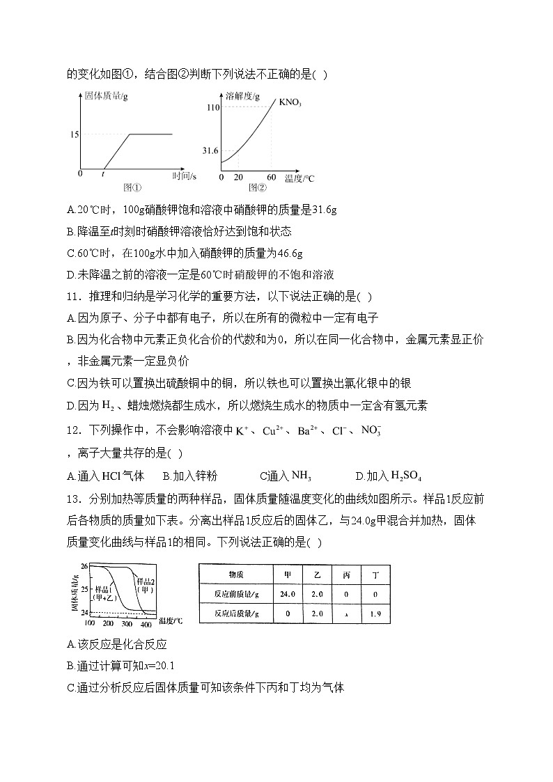 山东省泰安市肥城市2024届九年级下学期中考二模化学试卷(含答案)第3页