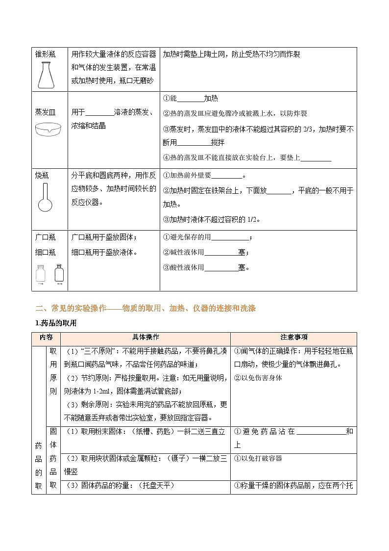 专题1 常见基本仪器和甚本操作（原卷版）【实验攻略】备战2024年中考化学实验 第3页