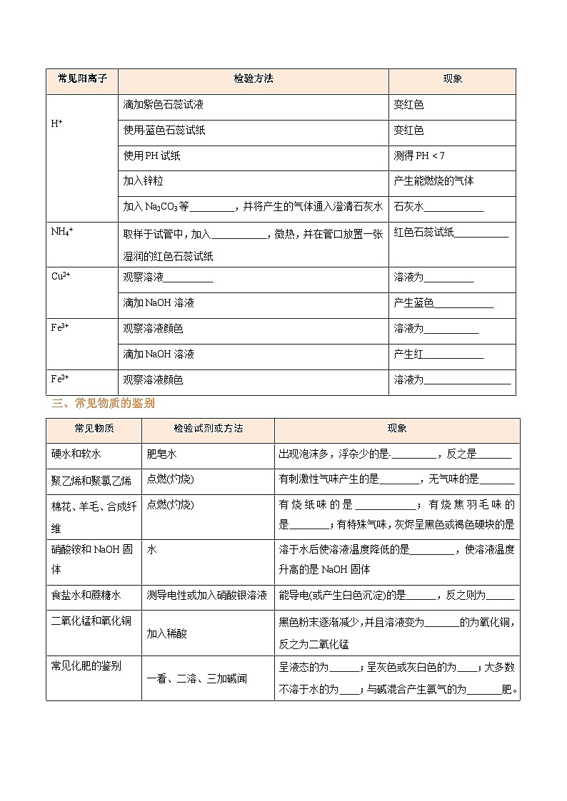 专题2 物质的检验和鉴别（原卷版）【实验攻略】备战2024年中考化学实验 第2页