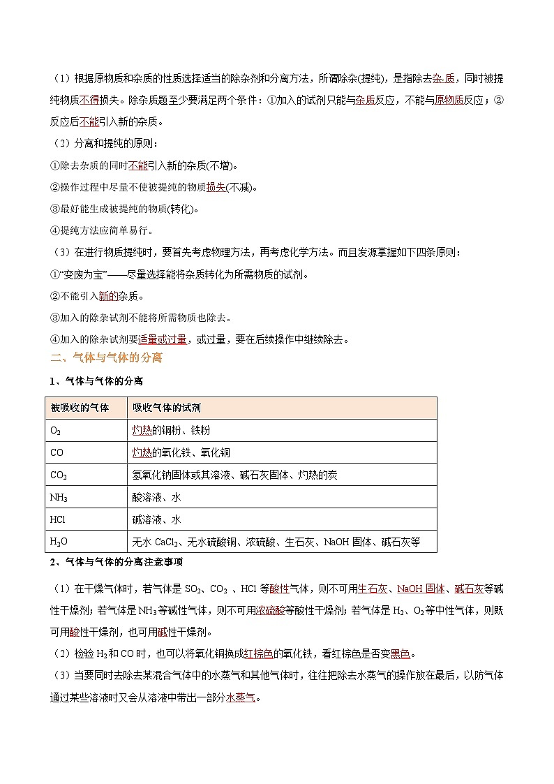 专题3 物质的分离和提纯（含答案）【实验攻略】备战2024年中考化学实验02