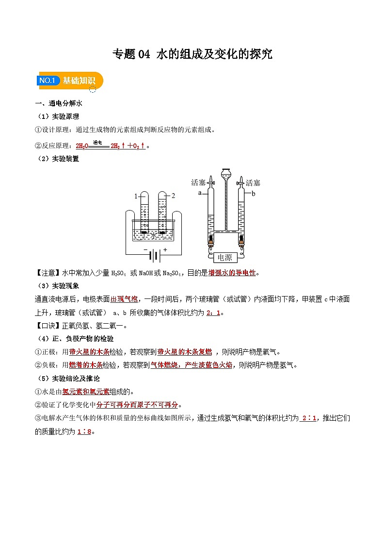 专题04 水的组成及变化的探究（解析版）【实验攻略】备战2024年中考化学实验 第1页