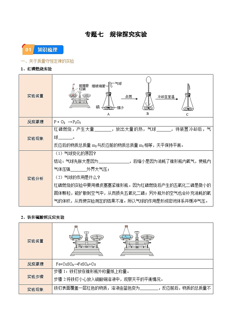 专题7 规律探究实验（原卷版）【实验攻略】备战2024年中考化学实验 第1页