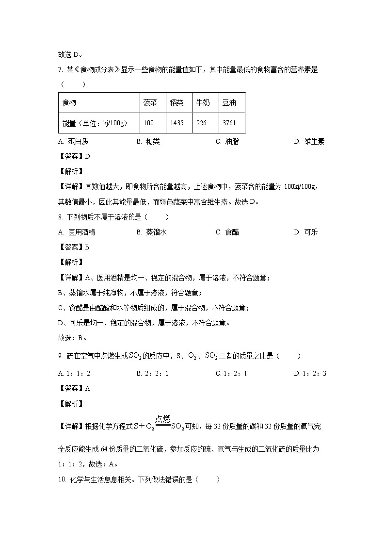 [化学]广西2024年初中中考学业质量测评模拟试题(A)(解析版)第3页