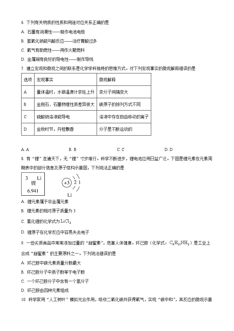 2024年黑龙江省龙东地区中考真题化学真题02