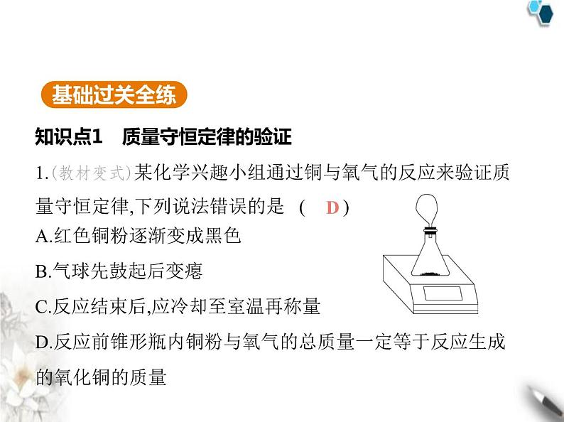 人教版初中九年级化学上册第五单元化学反应的定量关系课题1质量守恒定律课件02