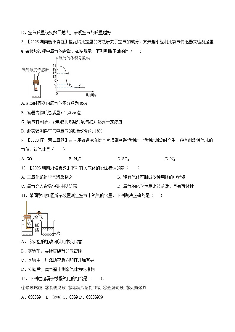 第二单元 我们周围的空气B卷-2023-2024学年九年级化学上册同步测试优选卷（人教版）（学生版）第2页