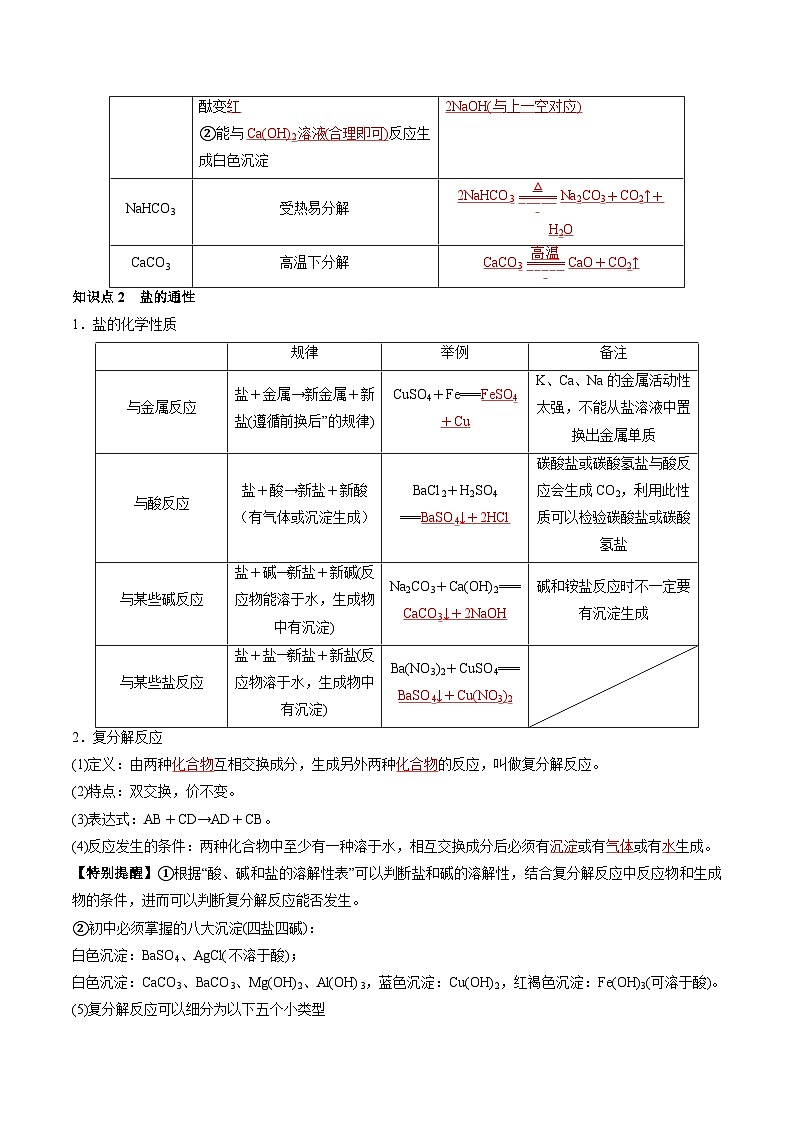 第十一单元 盐 化肥-【大单元复习】2024年中考化学一轮复习必考知识梳理与考法点拨（人教版）（教师版）第2页